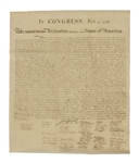 1833 Force Declaration of Independence From Original Copper Plate -- Near Fine Condition